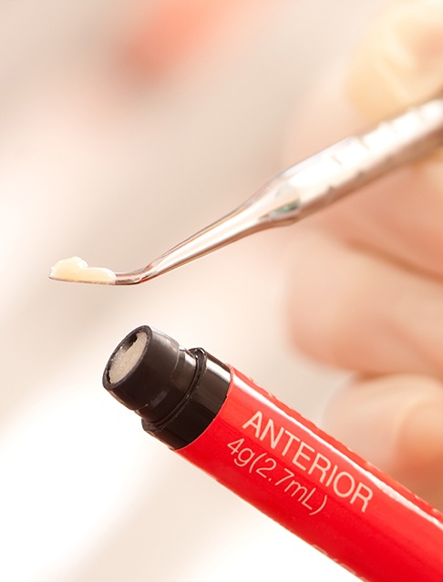 A tube of composite resin used during cosmetic dental bonding in Castle Rock