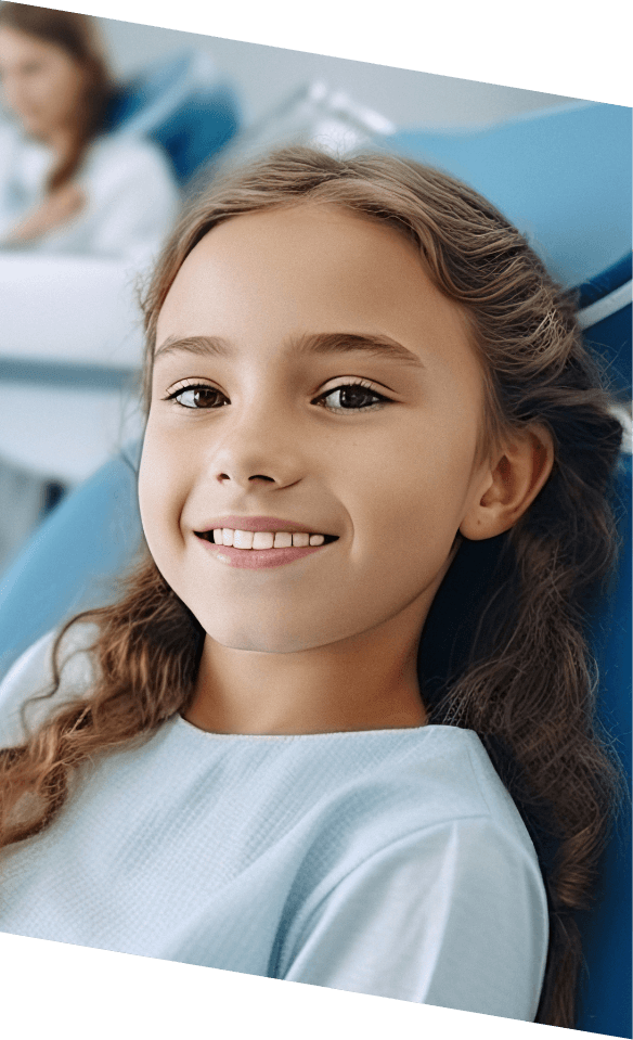 Young girl smiling while visiting a children's dentist in Castle Rock