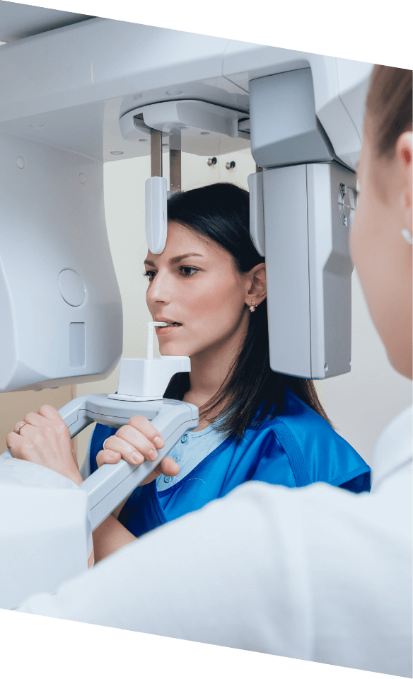 Dental patient getting a scan of her mouth and jaw